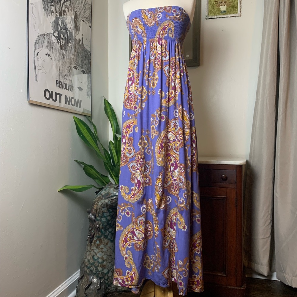 70’s pattern smock maxi dress